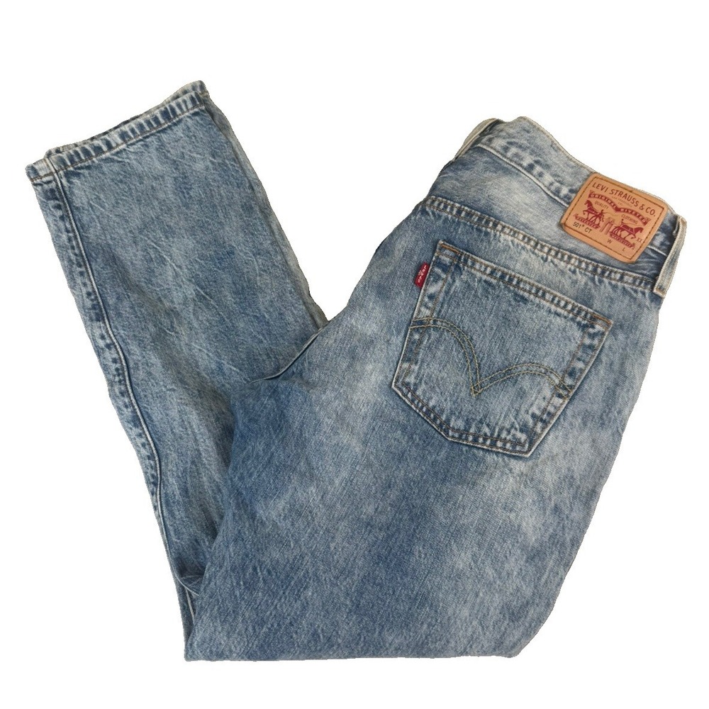 Levi's 501 CT Jeans W28 Distressed Light Wash Button Fly Tapered 17804-0009